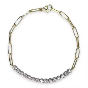 14k or demi Tennis demi-trombone Bracelet, Bracelet en diamant, Bracelet de déclaration, Bracelet en or, Bracelet, Bracelet à maillons - Product Image 2