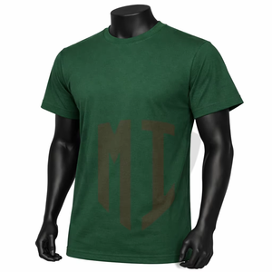 T-shirt en jersey tricoté décontracté à manches courtes et col rond pour homme, en coton vert respirant 240g, coupe ample - Product Image 3