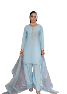 Élégantes filles Premium Shalwar Kameez | Vêtements de fête pakistanais traditionnels | Robe longue de haute qualité au design moderne ethnique pour - Product Image 2