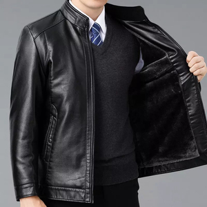 Luxueux en cuir véritable hommes manteau vestes en cuir pour hommes Style populaire mode fermeture éclair vestes en cuir pour hommes - Product Image 3