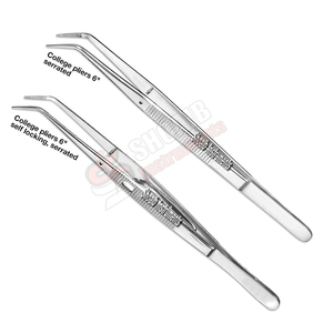 Dental College Cotton & Dressing Tweezer Set of 2 Pcs Self Locking With Serrated Tips 6" Dental Surgical Instruments Hygienist - Product Image 2