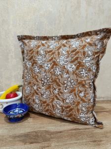 Housse de coussin 100% coton slub, véritable impression à la main, pistache, beige, feuilles, usage domestique, 45x45cm, antibactérien - Product Image 2