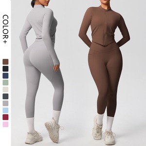 บอดี้สูทสำหรับเล่นกีฬาดีไซน์สีพื้นสำหรับผู้หญิงจั๊มสูทกางเกงเลกกิ้งออกกำลังกายชุดเล่นโยคะเข้ารูปโลโก้ด้านหน้าสำหรับใช้ในยิม - Product Image 6