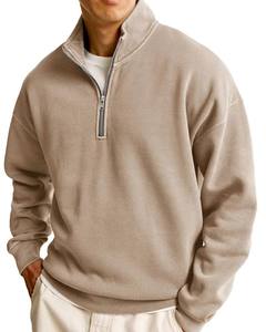 Jersey de lana informal de manga larga con media cremallera para hombre, ropa de abrigo atlética con capucha, hilo teñido, impresión Digital, primavera impresa personalizada - Product Image 3