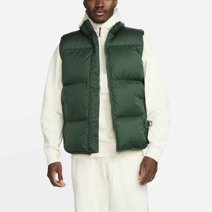 Gilet matelassé zippé de couleur vert foncé de qualité supérieure, tissu respirant, col montant, rembourrage en coton, vestes matelassées pour hommes - Product Image 3