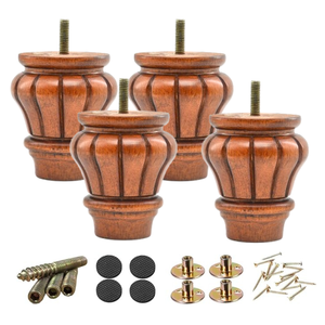 Solid Wood Round Turned Heavy Duty Sofa Legs for Sofa Chair Bed <b>Cabinet</b> Furniture Traditional Design Living Room - Product Image 5