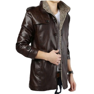 Manteau de moto surdimensionné en faux cuir PU épais à col montant doublé Sherpa pour hommes Veste en cuir polaire pour l'hiver - Product Image 4