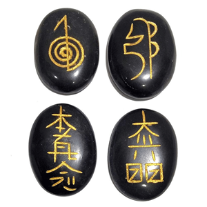 Ensemble de pierres de symbole Reiki en tourmaline noire Ensemble de 4 pièces pour la guérison Reiki et l'équilibrage énergétique Pierres de guérison pour le bien-être holistique - Product Image 3