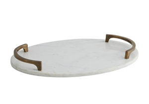 Plateau de service en marbre de forme ronde Offre Spéciale fantaisie de qualité supérieure avec poignée en métal et cadre plaqué or pour la décoration de table utilisation de la cuisine - Product Image 4