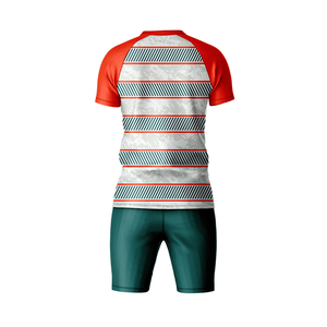 Custom Red White Green Sublimated Soccer Jersey and <b>Shorts</b> Set Men's Breathable Polyester Team Uniform Adult Size Soccer Uniform - Product Image 3