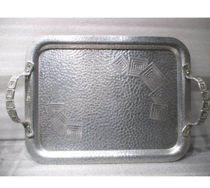 Bandeja de servicio de aluminio de la mejor calidad, diseño martillado de flores y mango de molde, bandeja de servicio de aluminio artesanal - Product Image 6