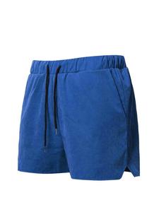 Pantalones cortos deportivos de secado rápido para hombre de alta calidad, tela transpirable de tejido sólido de India, Bermudas elásticas informales de cintura media - Product Image 4