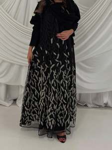 Handmade Hand Embroidered Beaded Vintage Premium Nida Abaya Anti-Pilling Elegant Finish Women Daily Wear Wedding - Product Image 3