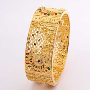 กำไลเคลือบทองสำหรับงานแต่งงานและโอกาสพิเศษ Kada แบบดั้งเดิมสำหรับทองแดงและทองเหลือง chapado En Oro laminado - Product Image 1