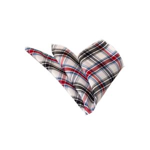 <b>White</b> Black Red Blue Checkered Breathable Cotton Collar <b>Pocket</b> <b>Square</b> - Product Image 1