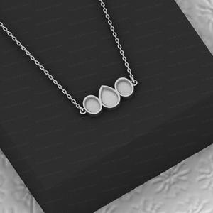 Top Quality 925 Silver Pear Oval Collet Bezel Cup Semi Mount Charm Pendant Necklace Setting Jewelry Findings Components Jewelry - Product Image 2