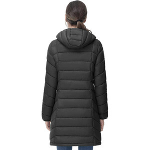 Veste longue bouffante pour femmes légères de haute qualité pour l'hiver col montant avec capuche coupe-vent et tissu douillet rempli de duvet - Product Image 2