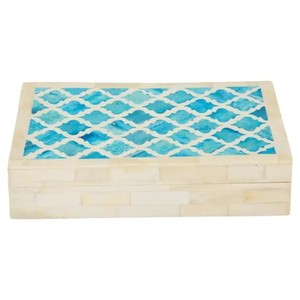 Caja de Madera Única Hecha a Mano, Decorativa, con Rayas de Resina Negra y Blanca, Diseño Estadounidense, Diseñada en India por Lametierartz - Product Image 5
