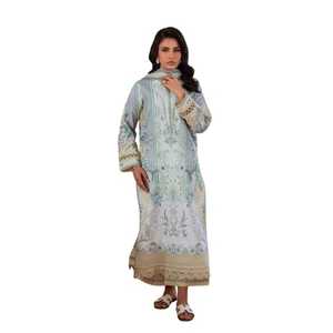 AA IMPEX bordado algodón Lino paquistaní Salwar Kameez vestido para mujeres indio pakistaní vestidos casuales de Pakistán - Product Image 1