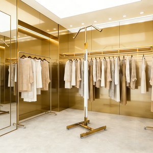 Espositore a 2 Vie per Negozio di Abbigliamento Uomo/Donna, Stand Espositivo con Asta Alta-<span class=keywords><strong>Bassa</strong></span> Dorata per Negozio di Abbigliamento Bambini - Product Image 2