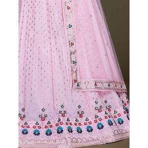 Charmant Lehenga Choli en Georgette rose clair avec broderie pour les mariages - Product Image 5
