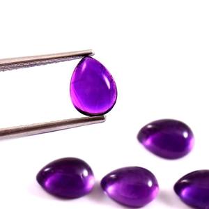 Ametista Africana Natural 8x12mm Cabujón Pera con Base Plana Calibrado Gema Suelta Certificada para Fabricación de Joyas Lote al por Mayor - Product Image 2
