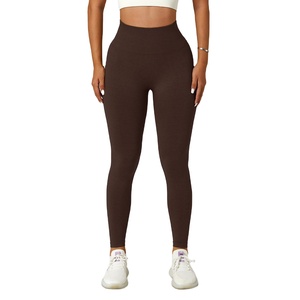 Offre Spéciale vente en gros automne Sport femmes vêtements de sport haute mi sans couture pantalons de Yoga Scrunch bout à bout Leggings respirant Fitness - Product Image 1