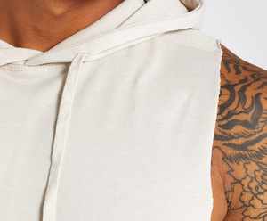 Vente en gros OEM personnalisé hommes pulls à capuche sans manches 100% coton vêtements de sport pour le sport Fitness brodé couleur unie chaud hiver - Product Image 6