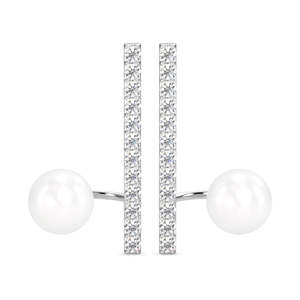 Pendientes CLARA de Plata de Ley 925 con Perla Ichika, Baño de Rodio y Circonita Suiza, Diseño con Cierre de Rosca, Regalo para Mujeres y Niñas - Product Image 1