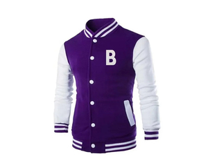 Hot Selling 2025 Custom Logo Unisex University Genuine Leather <b>White</b> and Blue Buttoned Closure Varsity <b>Jacket</b> - Product Image 1