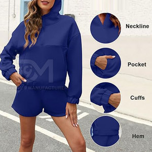 ชุดเสื้อฮู้ดสีพื้นสำหรับผู้หญิงชุดเสื้อฮู้ดลำลองฤดูหนาว - Product Image 4