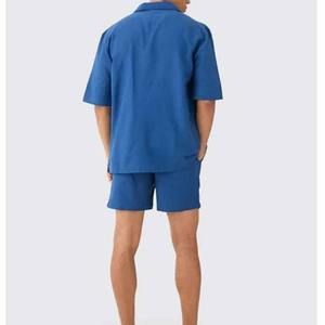 ชุดเสื้อเชิ๊ตผู้ชายสำหรับฤดูร้อนชุดกางเกงขาสั้นลำลองของผู้ชายชุดเสื้อเชิ้ตผ้าฝ้ายระบายอากาศ - Product Image 2