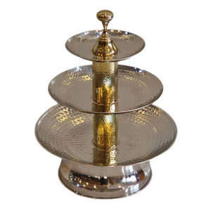 3 Tier Industry Trending Cake Stand With Silver & Gold Color Hotel Supplies Metal Cake and Fruit Display Stand From India Supply - Product Image 2
