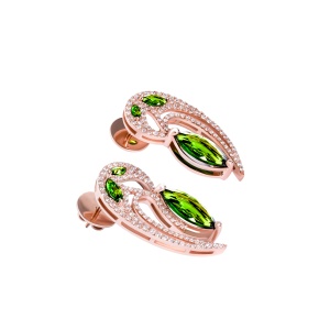 Pendientes de Diopsido beGems Garden Of Wisdom al por Mayor en Oro Rosa Italiano de 14K y 18K, Joyería de Diseño de Lujo para Mujer - Product Image 4