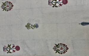 Mantel de Algodón Estampado a Mano: Rayas Florales, Estilo Boho para Comedor - Product Image 4