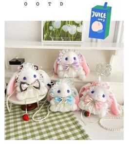 กระเป๋าผ้ากำมะหยี่สีสันสดใสน้ำหนักเบาพกพาได้สำหรับเด็กผู้หญิงกระเป๋าหูกระต่ายน่ารักสไตล์โลลิต้าน่ารักคอสเพลย์ของขวัญวันเกิดแฟชั่น - Product Image 3