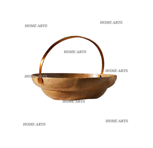 Tazón de madera para servir ensaladas con 2 cucharas Diseño clásico Tamaño personalizado Tazón de chocolates de forma redonda en la India - Product Image 2