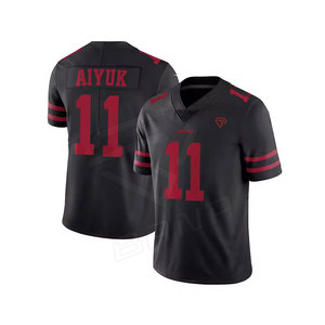 Maillot de football américain personnalisé en gros avec logo, manches courtes, 100 % polyester, séchage rapide, évacuation de l'humidité, unisexe, haute qualité - Product Image 4
