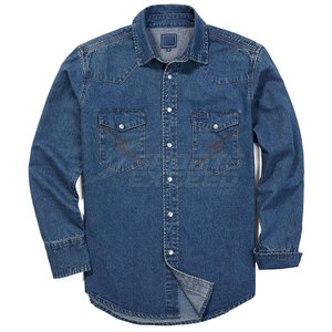 Service OEM de vente en gros de chemise en jean pour hommes de meilleur design chemise en jean pour hommes de couleur personnalisée légère - Product Image 1