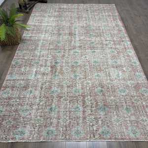 Turkish Vintage Rug 6x10 ft (182x305 cm), <b>Red</b> <b>Wool</b> Rug - Product Image 1