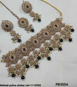 Chapado en oro antiguo hermoso impresionante circonita cúbica cristal colgante gota gargantilla collar de boda joyería con pendientes para mujer - Product Image 2