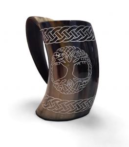 Natural viking carving drinking horn beer and <b>coffee</b> <b>mug</b> for home hotel restaurants from India . - Product Image 1