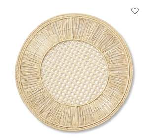 Dessous de verre en rotin fait à la main de forme ronde de style américain dans un sous-verre de table pour le dîner Accessoires de décoration intérieure - Product Image 3