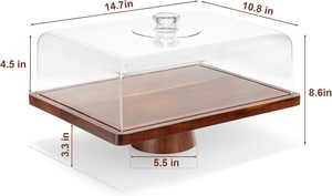 Bandeja de Madera Ecológica Clásica y Elegante de Alta Calidad con Tapa, Soporte para Pastel, Apta para Lavavajillas y Microondas, Decoración para Fiestas, Frutas y Postres - Product Image 2