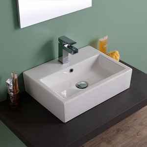 Lavabo Ovalado de Cerámica Moderno para Encimera, Fácil de Limpiar - Product Image 1