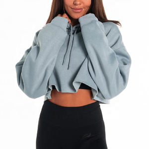 เสื้อฮู้ดครอปผู้หญิงขายส่ง ผ้าฝ้าย 100% ทรงหลวม สไตล์สตรีทแวร์ เสื้อฮู้ดเปล่าแบบสวมสำหรับผู้หญิง - Product Image 3