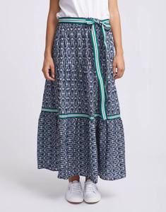 Nouvelle jupe longue taille haute élastique, design étagé élégant, taille élastique et ceinture rayée chic, jupes pour femmes - Product Image 4