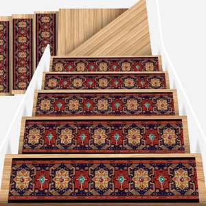 Alfombra geométrica con diseño de escalones, fácil de limpiar, alfombra estampada, diseño moderno, goblen - Product Image 4