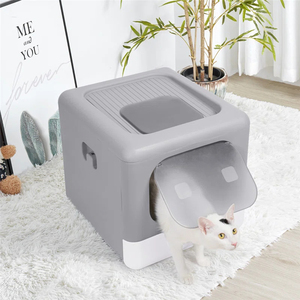 Anti Splash Grote Gesloten Kattenbak Met Opvouwbaar Plastic Ontwerp En Geurcontrole - Product Image 3