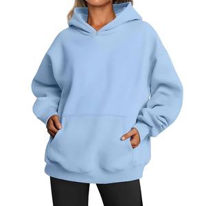 Sudaderas con Capucha para Mujer, 100% Algodón, Manga Larga, Color Sólido, Sudaderas Lisas, Hombros Caídos, Transpirables, Casuales - Product Image 1